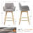 Neppur Swivel Full Back Arms Upholstered 25.8"H Counter Stool With Solid Rubberwood Frame And Gold Footrest-784301356