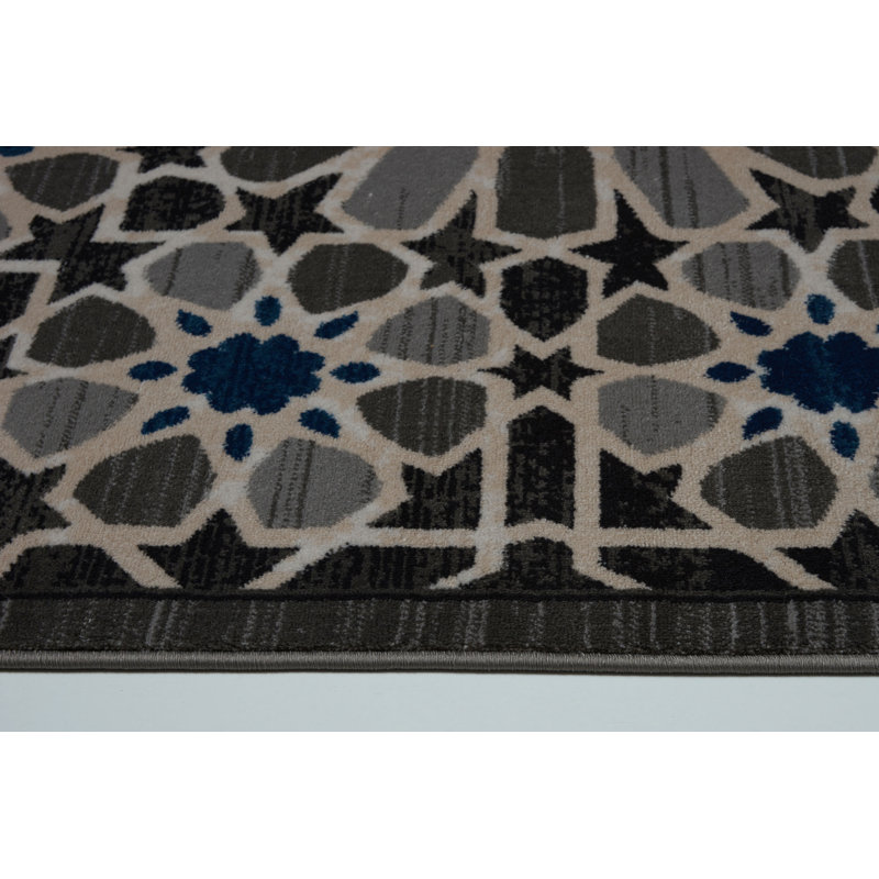 Tapis gris à motif géométrique Volkman, 7 pi 8 po x 10 pi 5 po