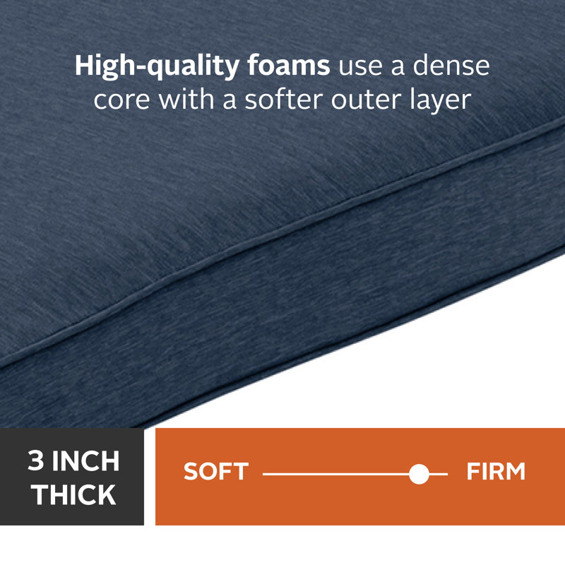 Pina Outdoor 3'' Bench Seat Cushion, Heather Indigo Blue