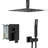 Dual Function 10 Inch Square Ceiling Mounted Shower With Matte Black Finish, - Scald Valve, Easy Installation, And All Components Mount Head Balanced Rainfall Shower, 360 Adjustable-124549436