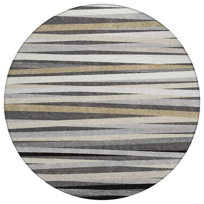Liora Gray Washable Indoor-Outdoor Rug - , 8' x 8'