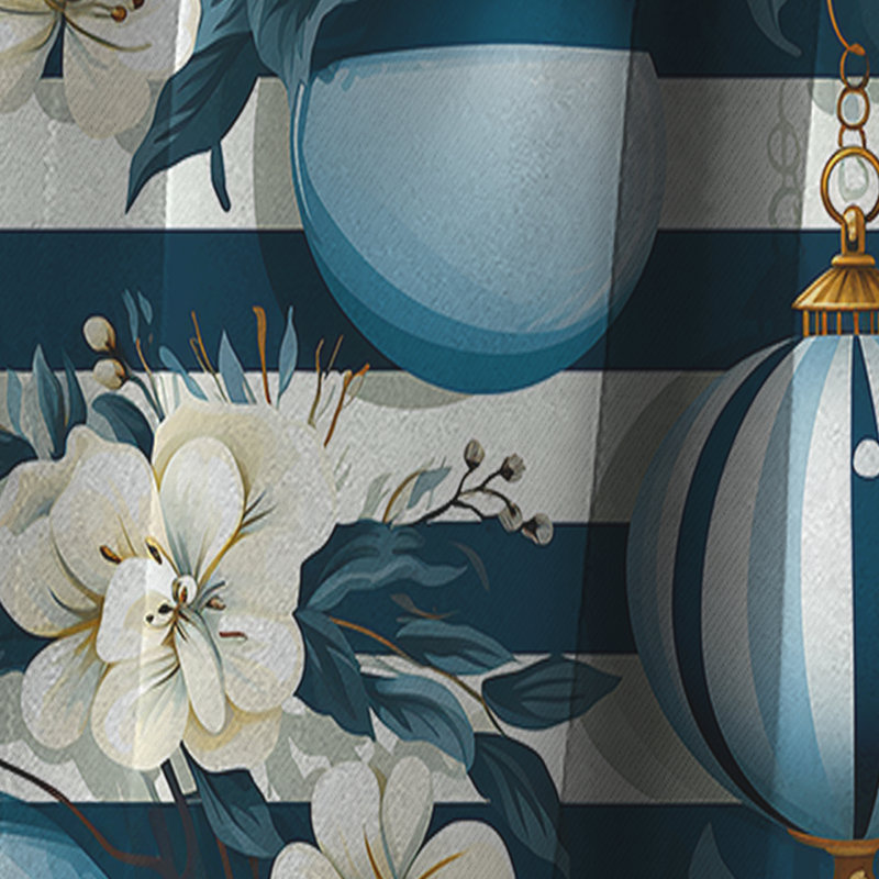 Motif floral rayé Nautical Charm - Rideau rayé occultant - 1 panneau, L 52 po x L 90 po