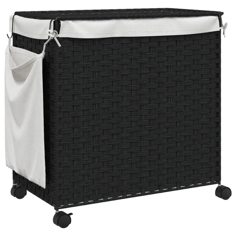  Panier à linge avec roulettes, Noir, H 23,8 po x l 23,6 po x P 13,8 po