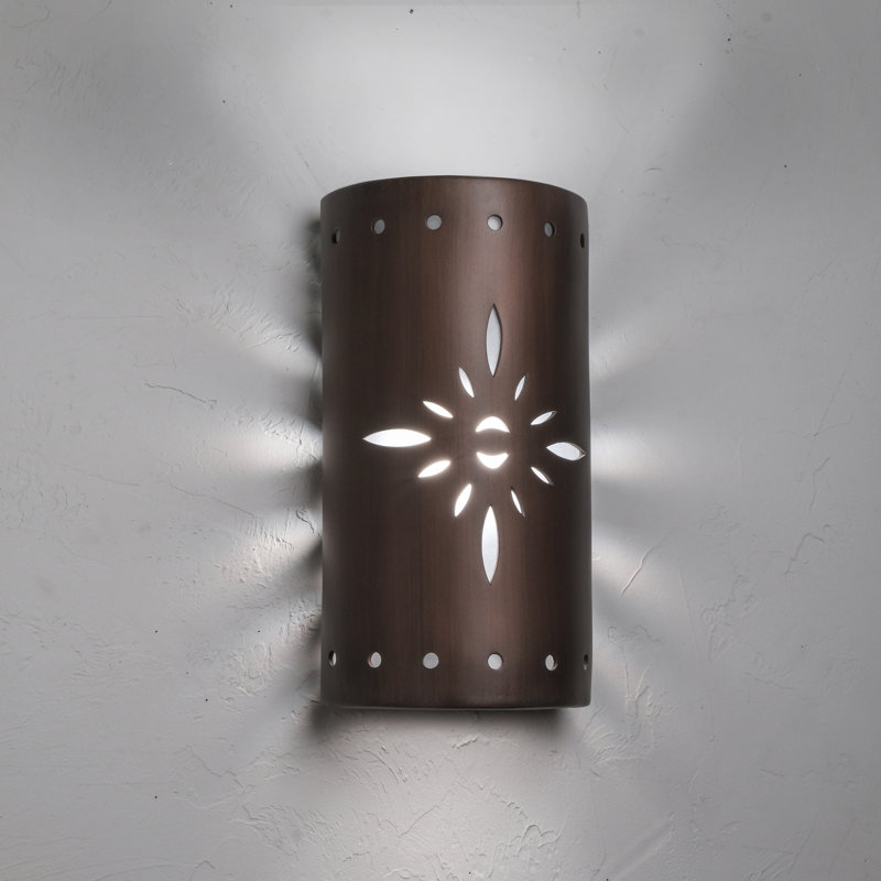 Ninamarie Ceramic Outdoor Wall Light, LED Bulb Included, Rubbed Copper, 17" H x 9.25" W x 5.25" D
