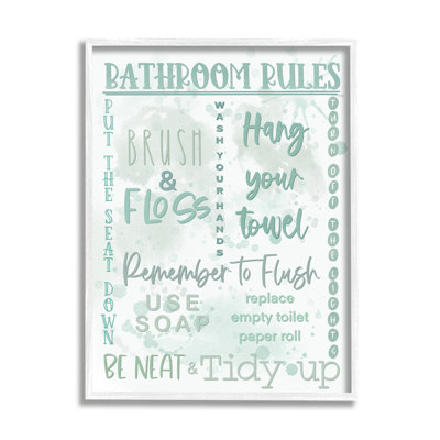 «Green Bathroom Rules» par Matthew Piotrowicz, reproduction sur bois sans cadre