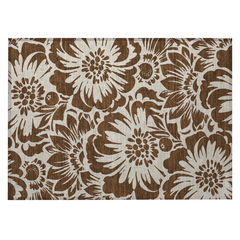 Tapis extérieur lavable antidérapant brun et ivoire 2 pi x 3 pi