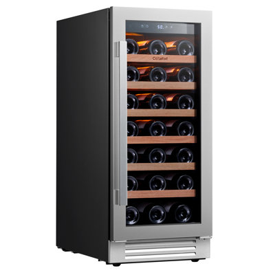 15 In. 33-Bottles Single Zone Built-In Wine Refrigerator Fast Cooling Compressor Fridge With Frost-Free Touch Panel | Fridge.com