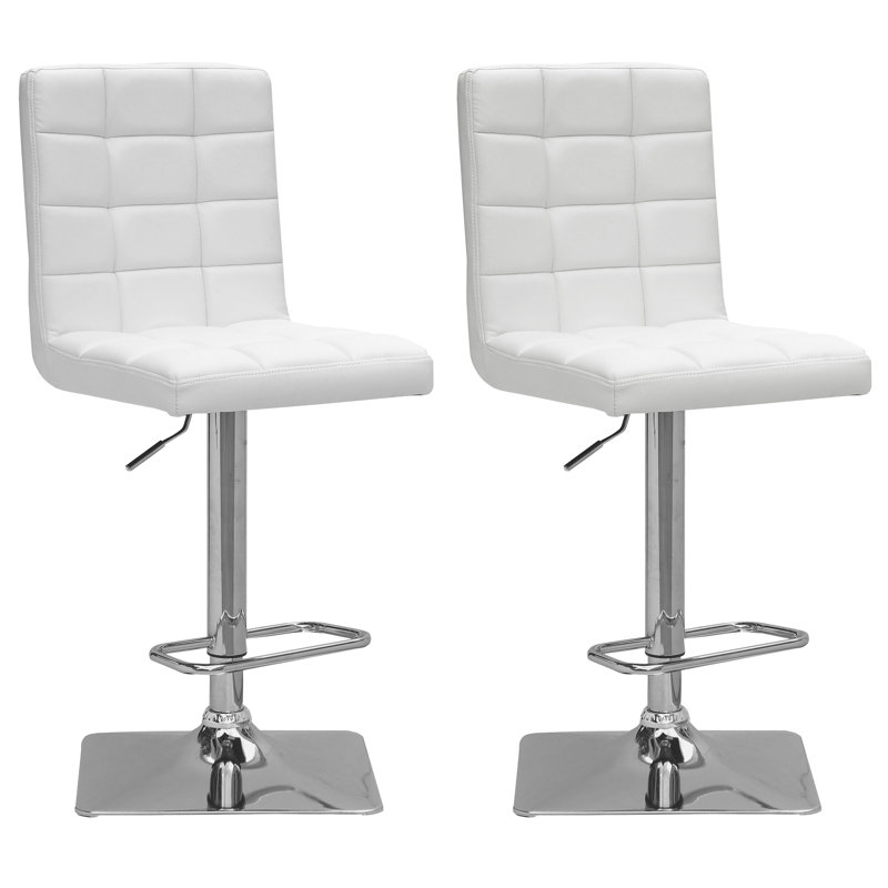 Swivel Upholstered Adjustable Height Counter Stool, White
