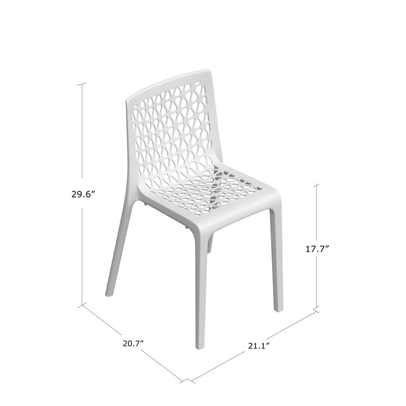 Plastic Outdoor Stacking Dining Side Chair, Off-White