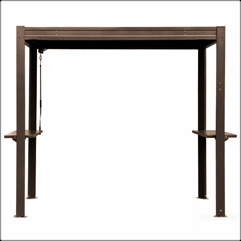 Pergola à persiennes 8 x 5 pi avec toit réglable et gouttière intégrée, parfaite pour cuisiner et se divertir à l'extérieur