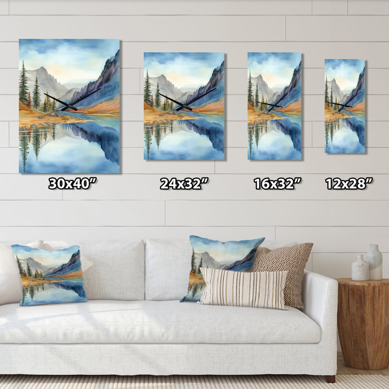 Horloge murale Calming Mountain Riverside I - Landscape Mountains, Petit