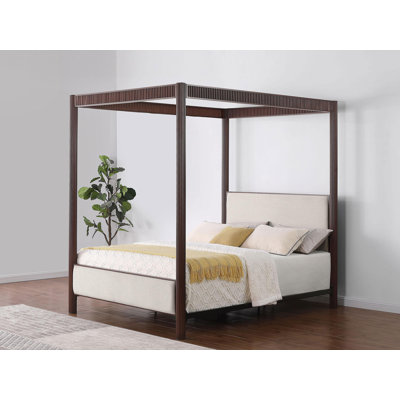 89-inch Metal Canopy Bed Rust Brown