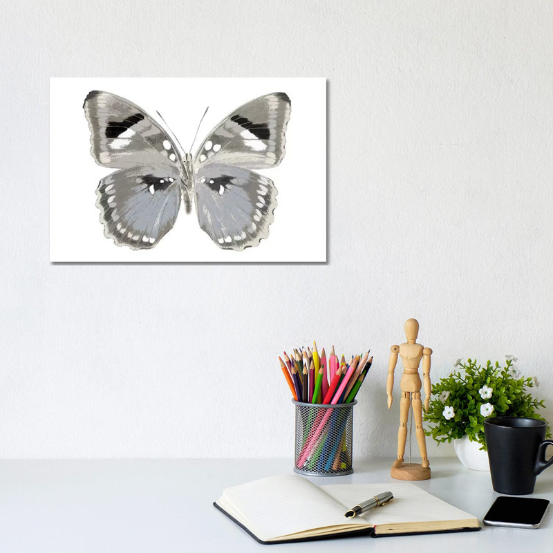 Butterfly In Grey II 1 Piece Wall Art on Canvas, 20.32cm H x 30.48cm W