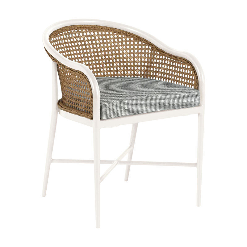 Havana Arm Chair, No Welt, Chalk/Natural Cane, Rollo Lace