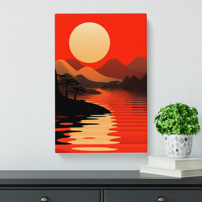 Japanese Sunset Constructivism No.2 - Wrapped Canvas
