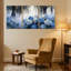 Hortensia, fleurs bleues dans une forêt brumeuse, ensemble de 3 impressions sur toile-1141733338
