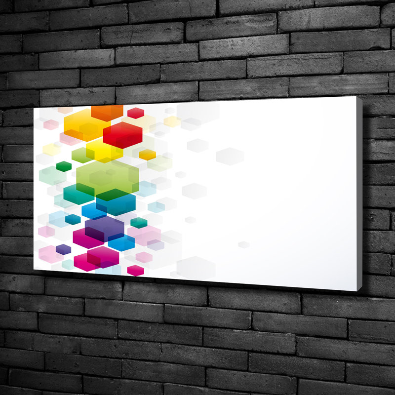 Colourful Cubes - No Frame Print on Canvas