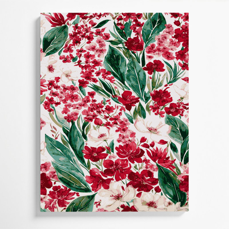 "Watercolor Floral", art mural sur toile gris 24, H 16 po x l 20 po