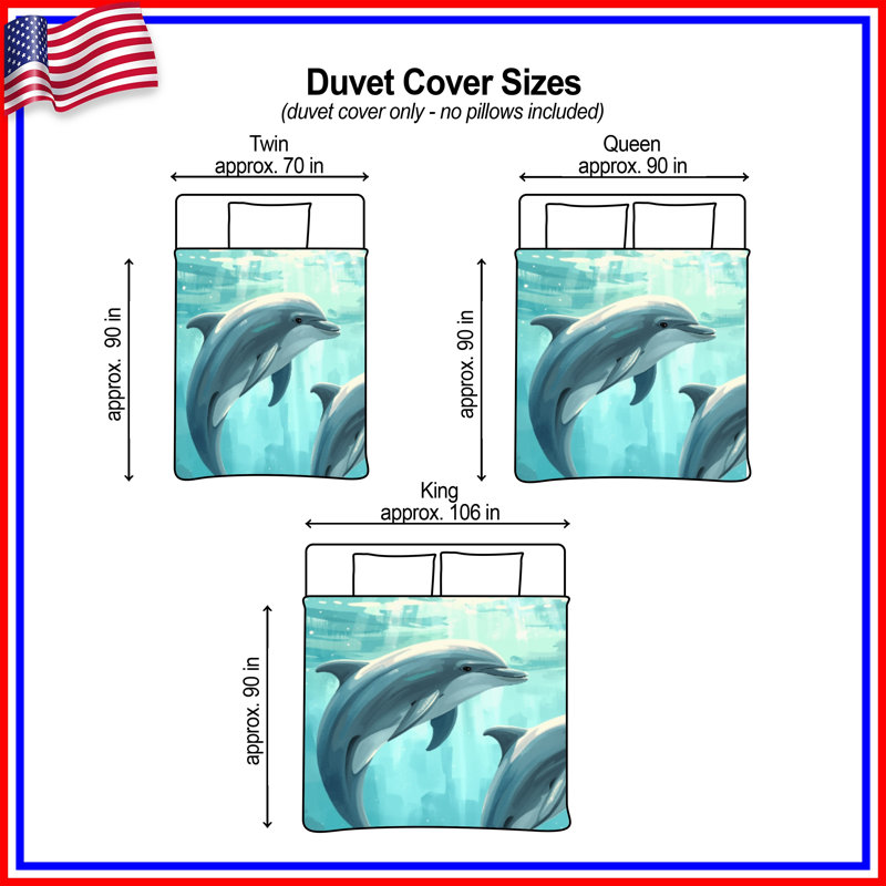 Housses de couette dauphins sous l'eau, Très grand lit