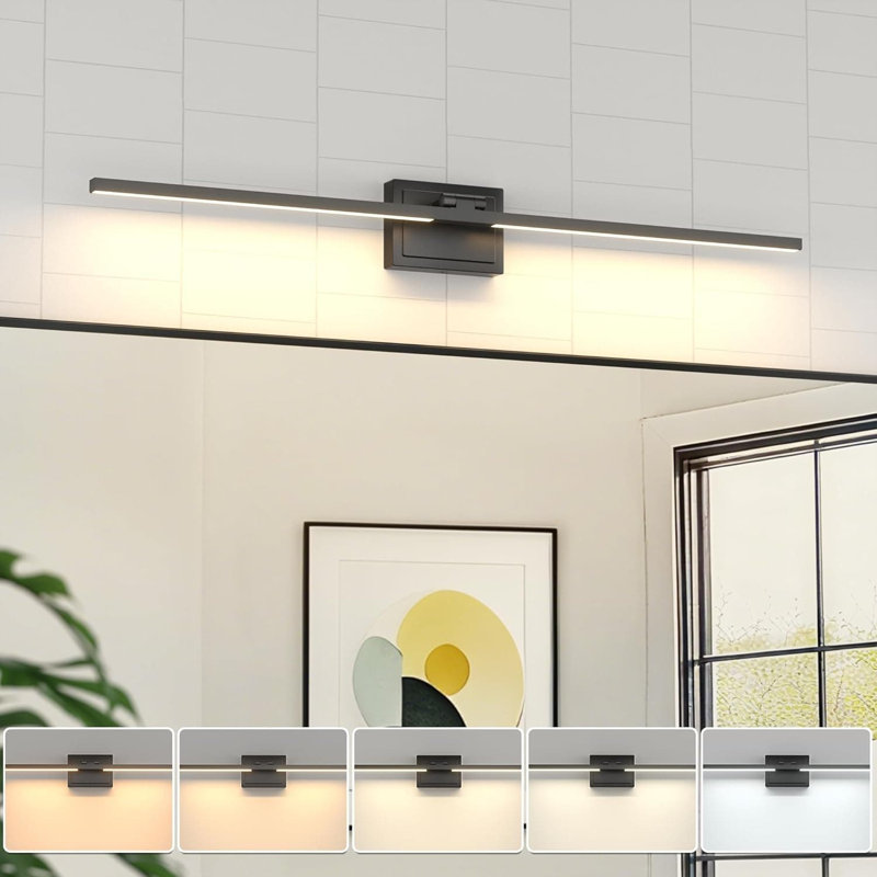 Éclairage pour meuble-lavabo à DEL de 39,4 pouces avec éclairage à intensité variable 5CCT, luminaire de meuble-lavabo noir de 34 W pour miroir et armoire