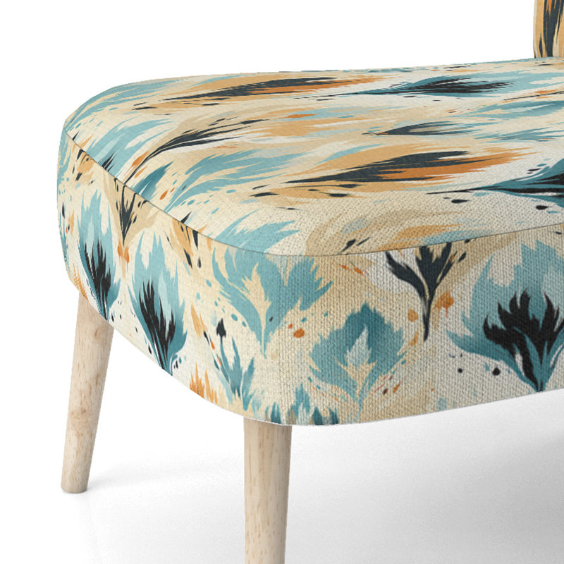 Chaise d'appoint d'appoint vintage en velours naturel jaune et bleu Serenity