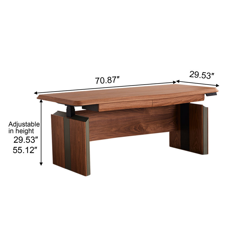 Bureau électrique à hauteur réglable Nordic, H 29,53 po x l 70,87 po x P 29,53 po