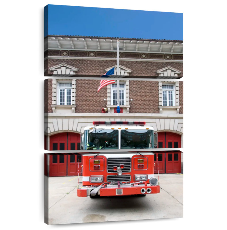 Mehar Parked Fire Truck, 65" H x 42" W
