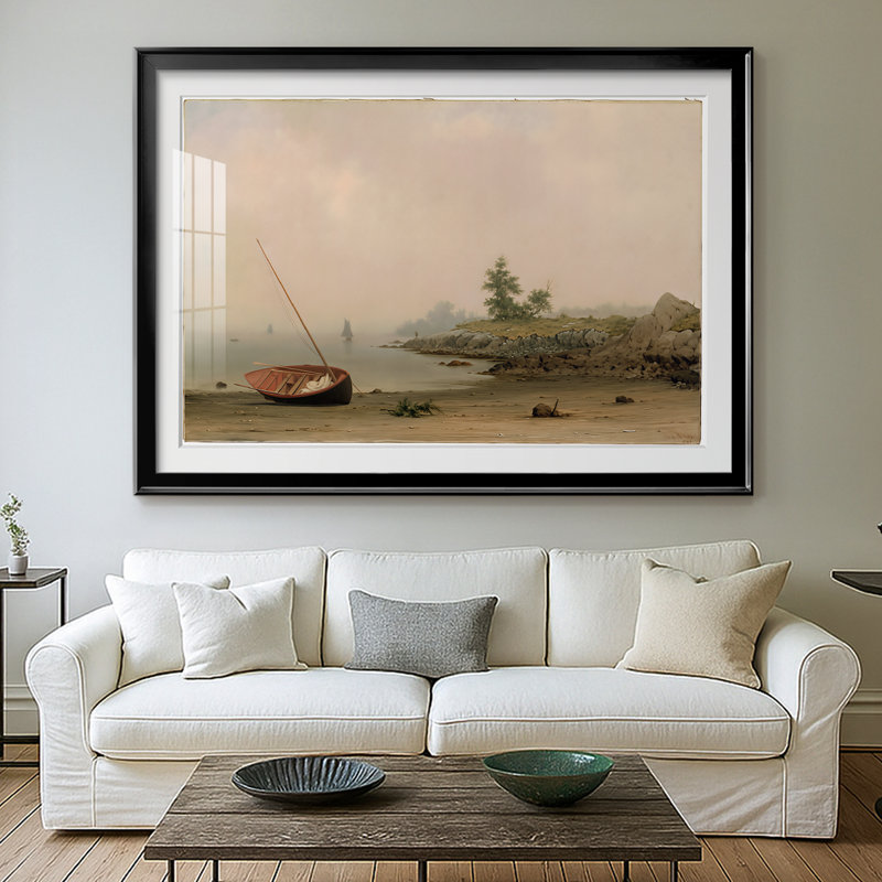 Le bateau échoué - Martin Johnson Heade, reproduction encadrée avec passe-partout et verre - 1863, 30 x 5 x 42,5, Noir