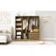 Armoire de rangement en bois sans porte pour chambre à coucher avec tablettes et 3 tiroirs-414857536