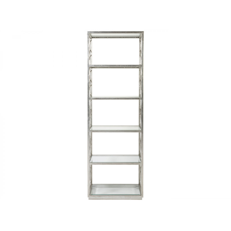 26"W x 18"D x 79"H  5-Tier Metal Designs Honeycomb Slim Etagere, (5 Shelves) 79" H x 26" W x 18" D, Silver Leaf