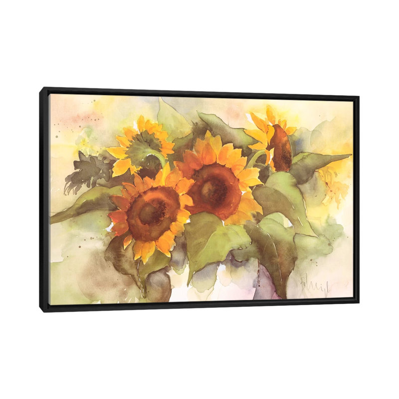 « fleur composition iv », impression sur toile, H 18 po x l 26 po x P 1,5 po, Toile avec cadre flottant noir, Pas de tapis