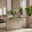 Console en marbre avec plateau en pierre en métal, finition dorée, entrée moderne ou décor de couloir vert 33 po