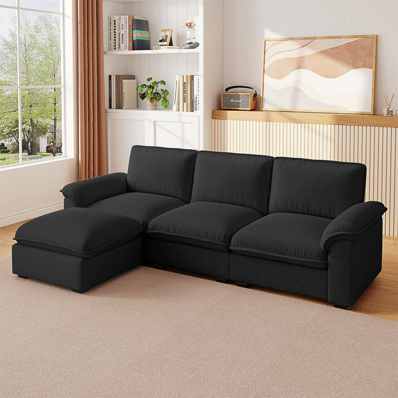 Canapé modulaire Cloud Couch pour salon, canapé modulaire en L avec tissu chenille et coussins très doux pour un confort ultime