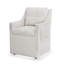 Linen Upholstered Fabric Arm Dining Chairs With Casters & Wheels-1662976368
