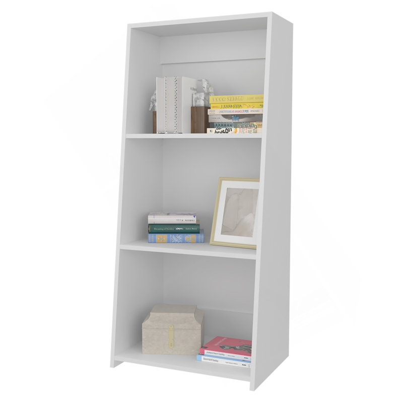 Anthem Bookcase In Melamine With Three Shelves, White, White