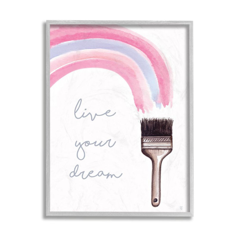 «Live Your Dream Expression Paintbrush Watercolor Rainbow» par Elizabeth Tyndall - impression d'art textuel