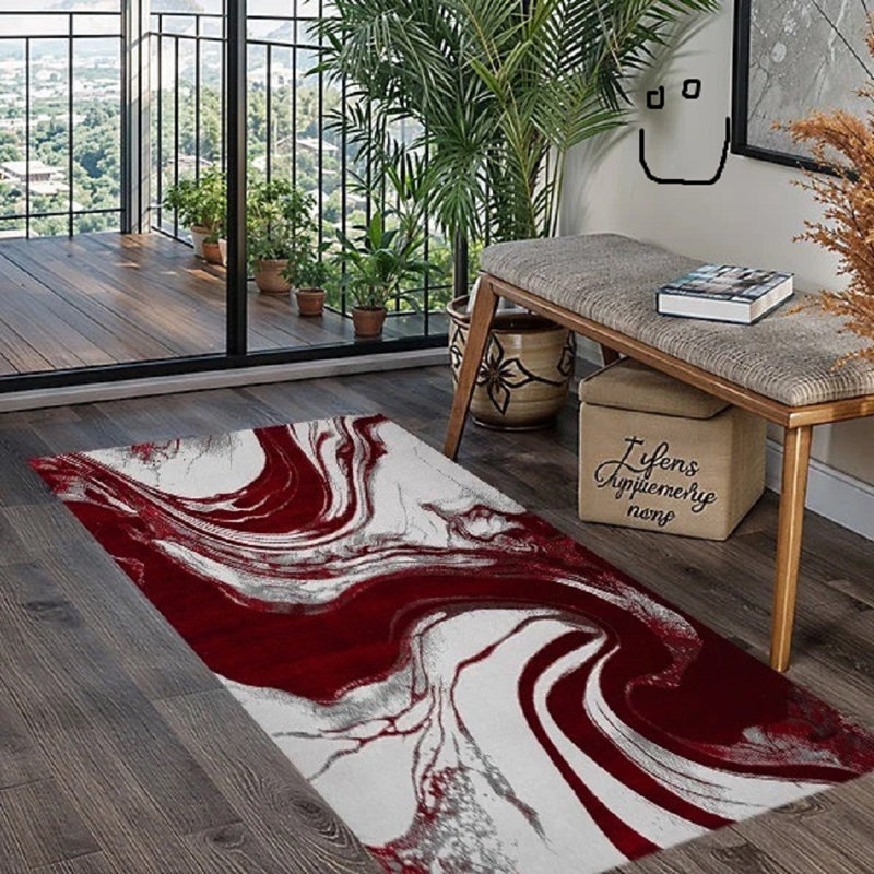 Abstract Flokati, Red, Rectangle 60 x 110 cm