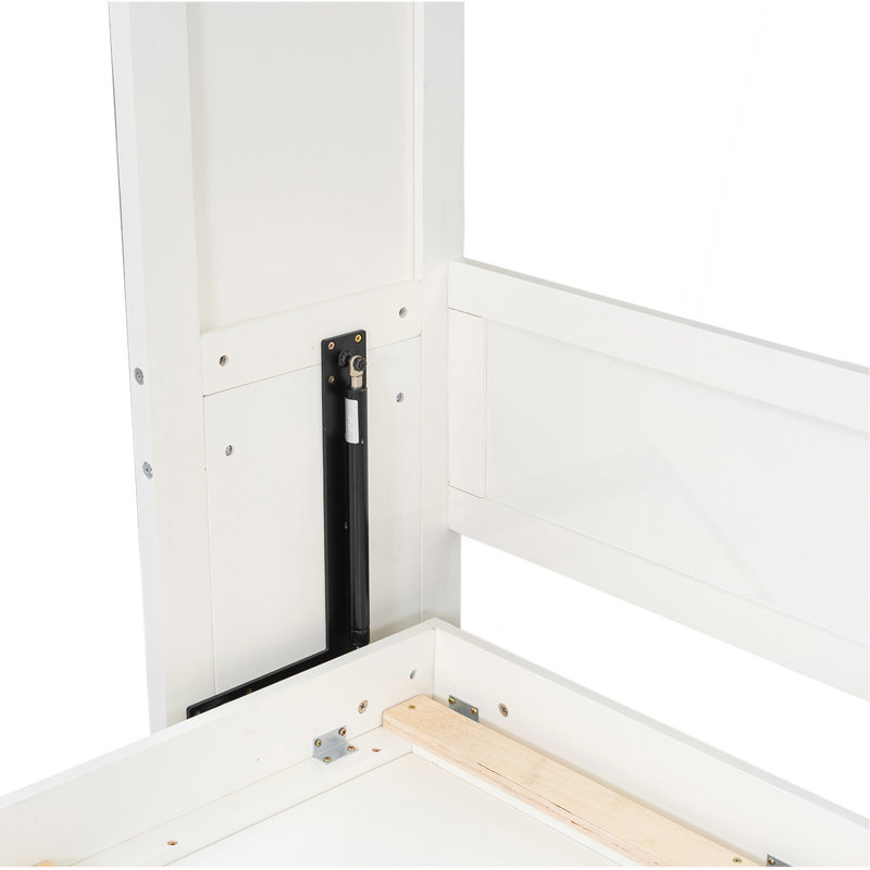 Lit escamotable double avec 2 tiroirs, beige