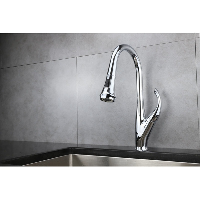 Garbatella Brass Single-Handle Pull-Down Spray Kitchen Faucet, Chrome