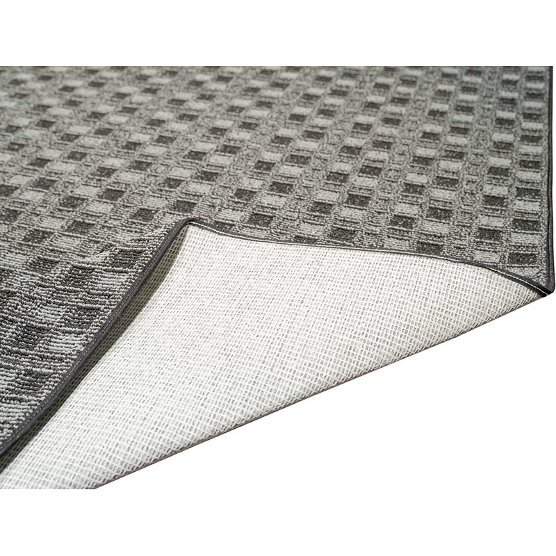 Ensemble de tapis intérieur / extérieur en polyester touffeté à la machine Kobielnik noir / gris