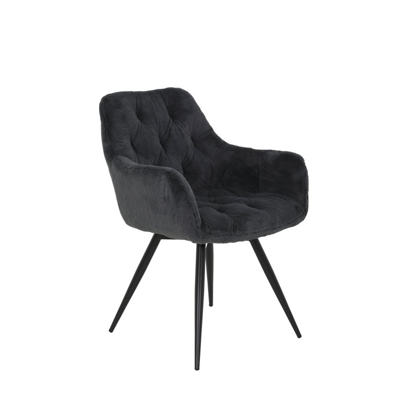 49cm H Tufted Microfiber / Microsuede Upholstered Armchair, Anthracite