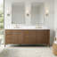 Ensemble de meuble-lavabo autoportant à double cuve 84 po avec plateau en marbre Lavallon-126320303-126320302