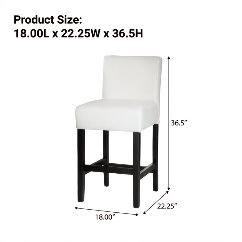 Modern Counter Height Stools with Upholstered Seats and Solid Wood Legs Set of 2
