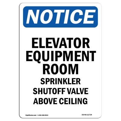 Elevator Equipment Room Sprinkler Sign
