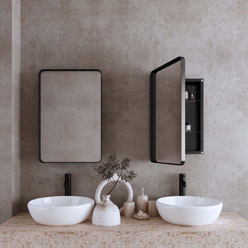 20X30 Inch Recessed  Metal Framed Medicine Cabinet With Mirror And Adjustable Shelves
