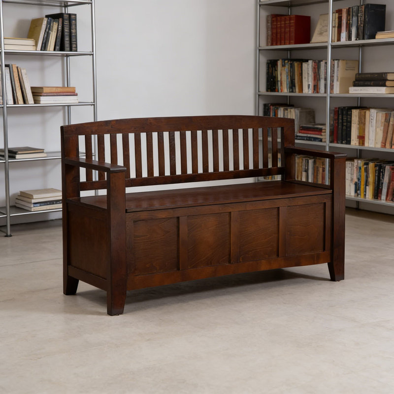 Cynthia Storage Bench With Hidden Compartment, Mission-Style Design For Entryway, Bedroom, Or Mudroom, High Back Support And 400 Lbs Capacity