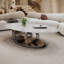 Table basse en marbre avec base sculpturale en acier inoxydable