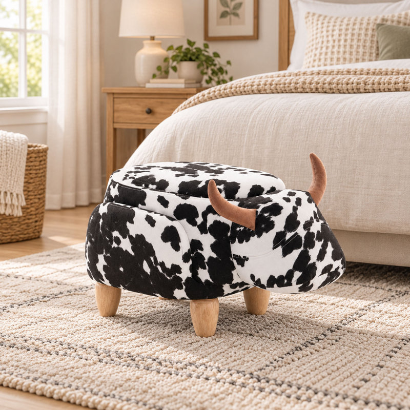 Upholstered Fabric Storage Footstool