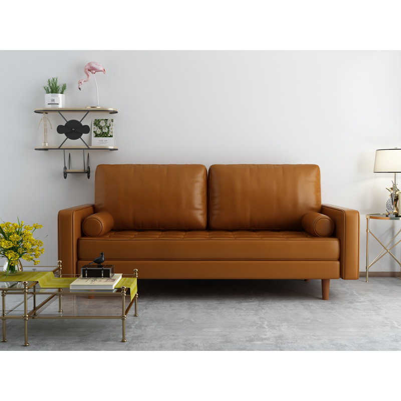 Caite 70'' Faux Leather Sofa, Brown