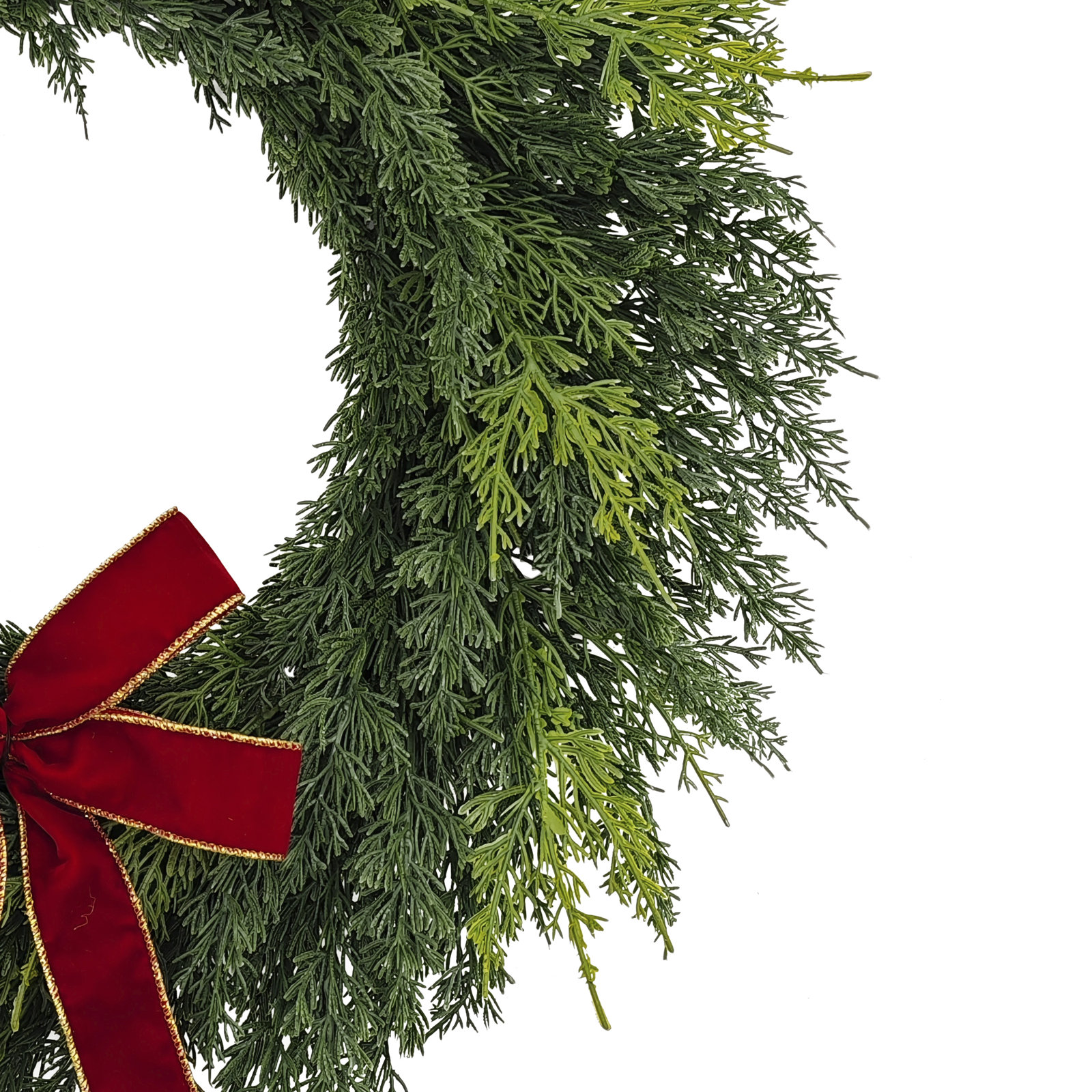 22 Inch Artificial PE Cypress Christmas Wreath with Bow